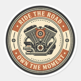 Pegatina Redonda Retro Motorcycle Engine Badge Style