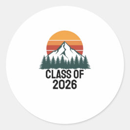 Pegatina Redonda Retro Mountain Adventure Peak