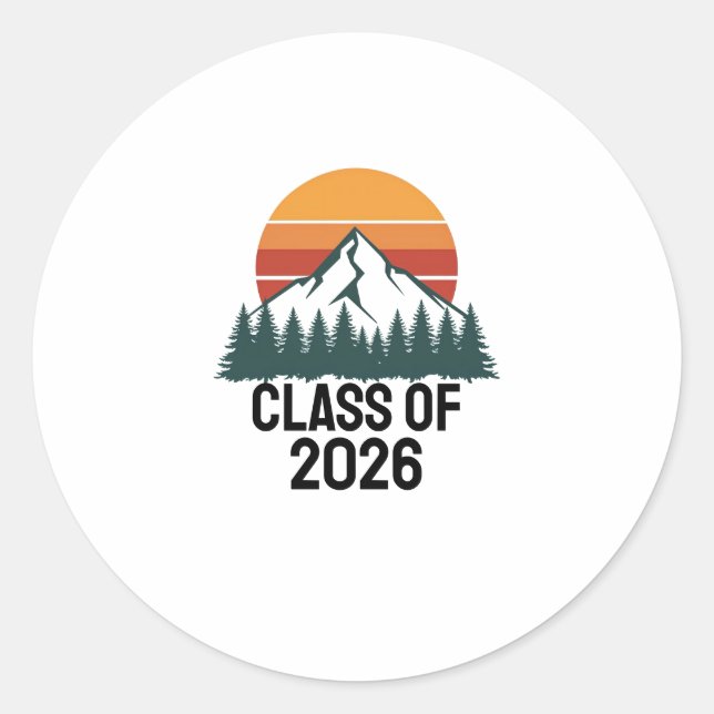 Pegatina Redonda Retro Mountain Adventure Peak  (Anverso)