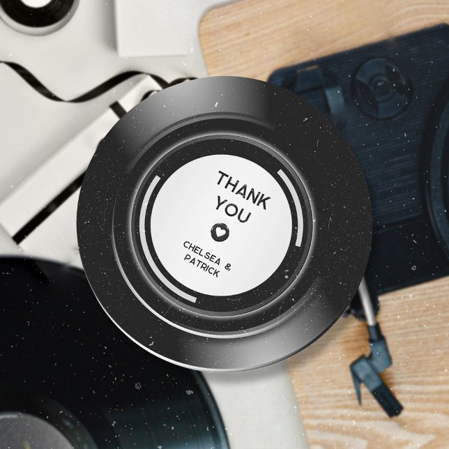 Pegatina Redonda Retro Music Vinyl Record Simple Boda Gracias (Subido por el creador)