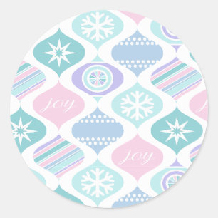 Pegatina Redonda Retro Navidad Pastel de Invierno