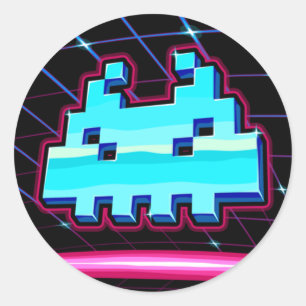 Pegatina Redonda Retro Neon