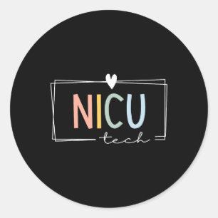 Pegatina Redonda Retro Nicu Tech Unidad de Cuidados Intensivos Neon