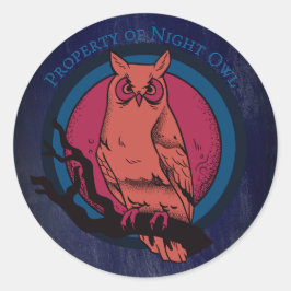Pegatina Redonda Retro Night Owl & Moon Spectrum Circle Sticker