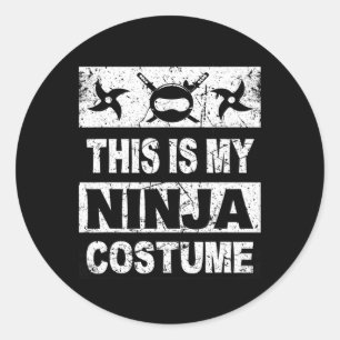 Pegatina Redonda Retro Ninja Costume Halloween Para Niños Hombres