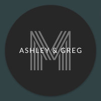 Retro Nombre/s moderno Monograma editable negro y