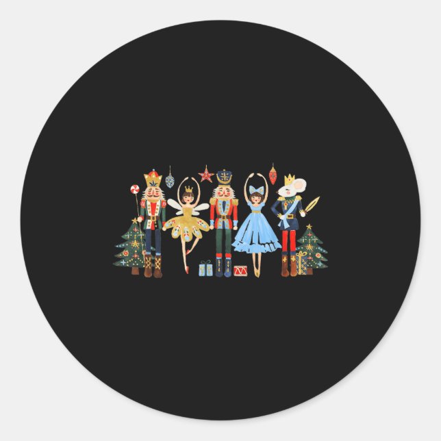 Pegatina Redonda Retro Nutcracker Ballet Christmas Tree Shirts For  (Anverso)