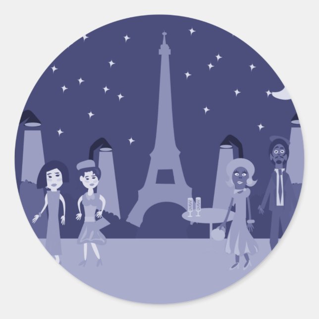 Pegatina Redonda Retro París (Anverso)