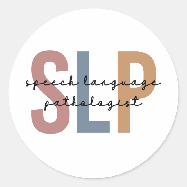 Pegatina Redonda Retro patólogo del lenguaje de voz SLP (Anverso)