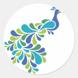 Pegatina Redonda Retro Peacock
