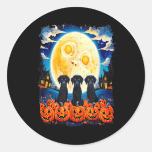 Pegatina Redonda Retro Perros Negros Halloween Amantes De Perros Pi