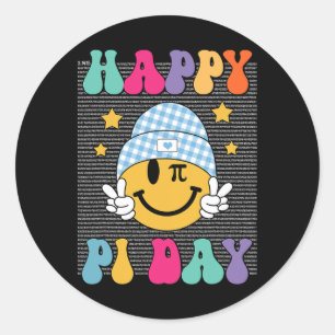 Pegatina Redonda Retro Pi Day 10000 Dígitos Pi Rótulo Math Math Hom