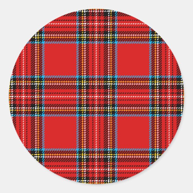Pegatina Redonda Retro Plaid (Anverso)