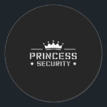 Pegatina Redonda Retro Princess Security Boys Brother Birthday Dad<br><div class="desc">Niños de Seguridad de Princesa Retro Hermano Cumpleaños y Mamá</div>