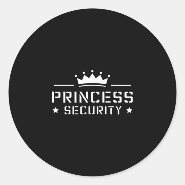 Pegatina Redonda Retro Princess Security Boys Brother Birthday Dad (Anverso)