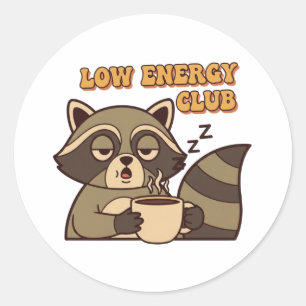 Pegatina Redonda Retro Raccoon Low Energy Club Vinyl Sticker