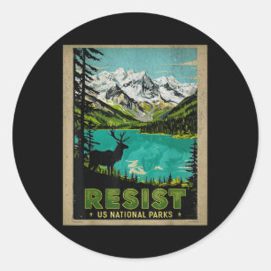 Pegatina Redonda Retro Resist Alt US National Park Nps Service