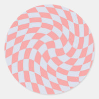 Retro Rhubarb Blue Pastel Warped Checks Checkered