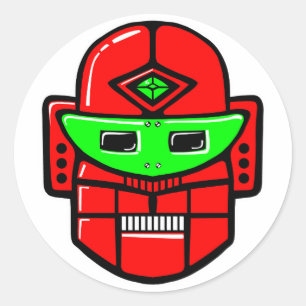 Pegatina Redonda Retro Robot Head