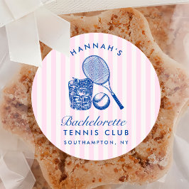 Pegatina Redonda Retro Rosa Último Swing Antes Del Ring Tenis Bach