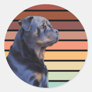 Pegatina Redonda Retro Rottweiler