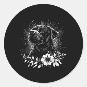 Pegatina Redonda Retro Rottweiler Dog Lover Tattoo Style