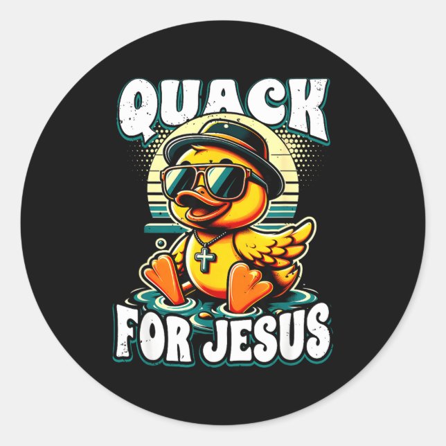 Pegatina Redonda Retro Rubber Duck Christian Rubber Ducky Quacks Fo (Anverso)