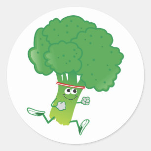 Pegatina Redonda Retro Running Broccoli