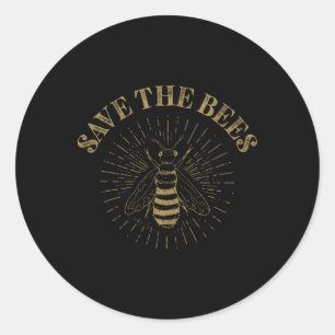Pegatina Redonda Retro Salvar a las abejas Apiary Bee Beekeeper Ear