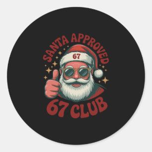 Pegatina Redonda Retro Santa Aprobado 67 - Clic Navidad 67 Meme 