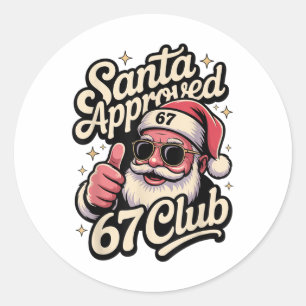 Pegatina Redonda Retro Santa Aprobado Club 67 - Divertida Navidad 6