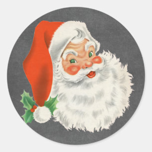 Pegatina Redonda Retro Santa Claus Chalkboard