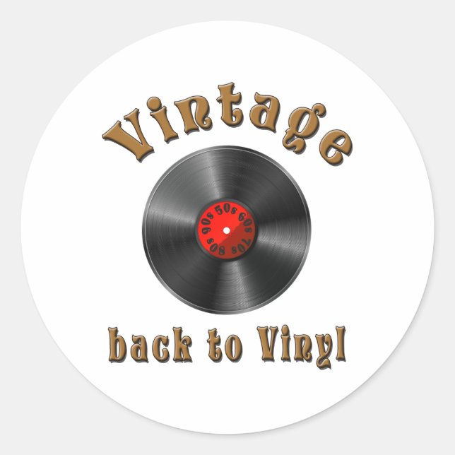 Pegatina Redonda Retro Schallplatte, Vinyl, Vintage, Oldie (Anverso)