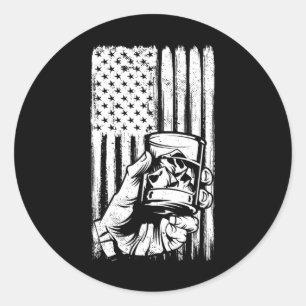 Pegatina Redonda Retro Scotch Bourbon Whisky 4 De Julio