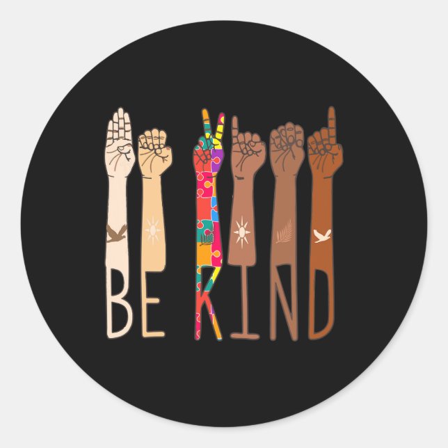 Pegatina Redonda Retro Sé Amable Lenguaje de Rótulo mano Ausencia d (Anverso)