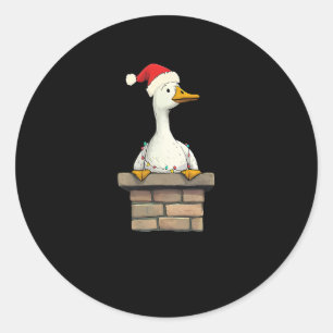 Pegatina Redonda Retro se volvió muy tonto Navidades Graciosos Sant