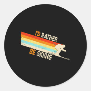 Pegatina Redonda Retro Ski Vacation Winter Sports Id Más Que Ser Sk
