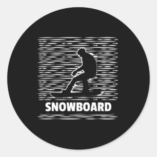 Pegatina Redonda Retro Snowboarding Snowboarder División Deportes D