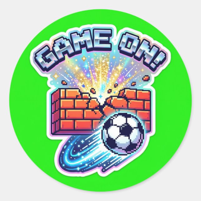 Pegatina Redonda Retro Soccer Brick Smash Sparkle Hat - 2026 Gaming (Anverso)