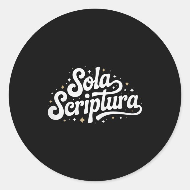 Pegatina Redonda Retro Sola Scriptura Reformed Christian Theology D (Anverso)