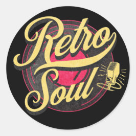 Pegatina Redonda Retro Soul Vintage Music