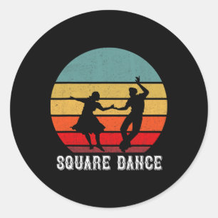 Pegatina Redonda Retro Square Dancer Vintage Square Dancing Square