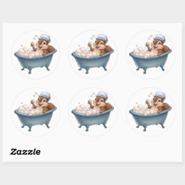 Pegatina Redonda Retro Squirrel Baby Shower