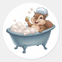 Pegatina Redonda Retro Squirrel Baby Shower