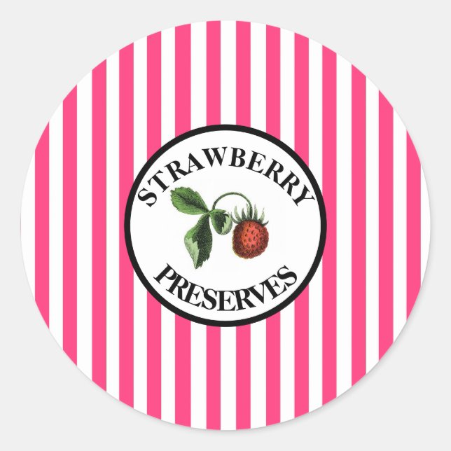 Pegatina Redonda Retro Strawberry Jelly Bean (Anverso)