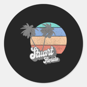 Pegatina Redonda Retro Stuart Florida Fl Vintage Playa Surf Para Ho