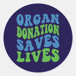 Pegatina Redonda Retro Style Organ Donation Saves Lives Sticker