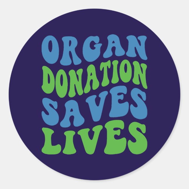 Pegatina Redonda Retro Style Organ Donation Saves Lives Sticker (Anverso)
