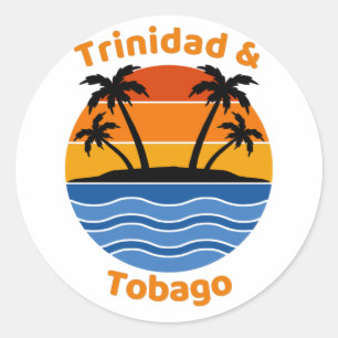 Pegatina Redonda Retro Sunset de Trinidad y Tobago