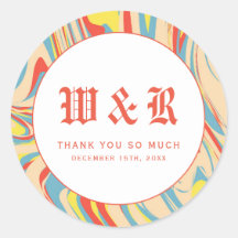 Retro Swirl Marble Resumen Monograma